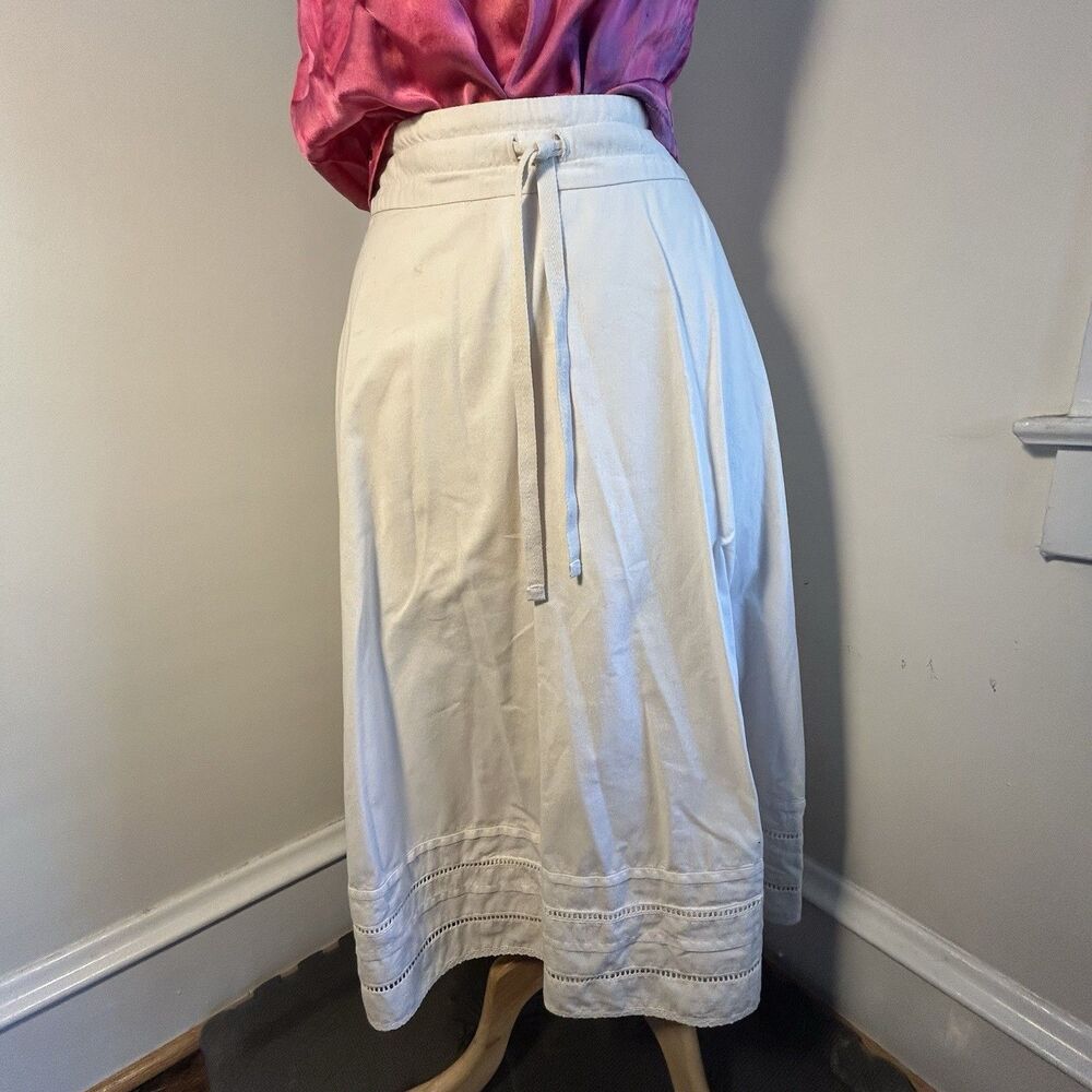 Banana Republic Size 12 Long peasant skirt Beige Off White Draw String Boho